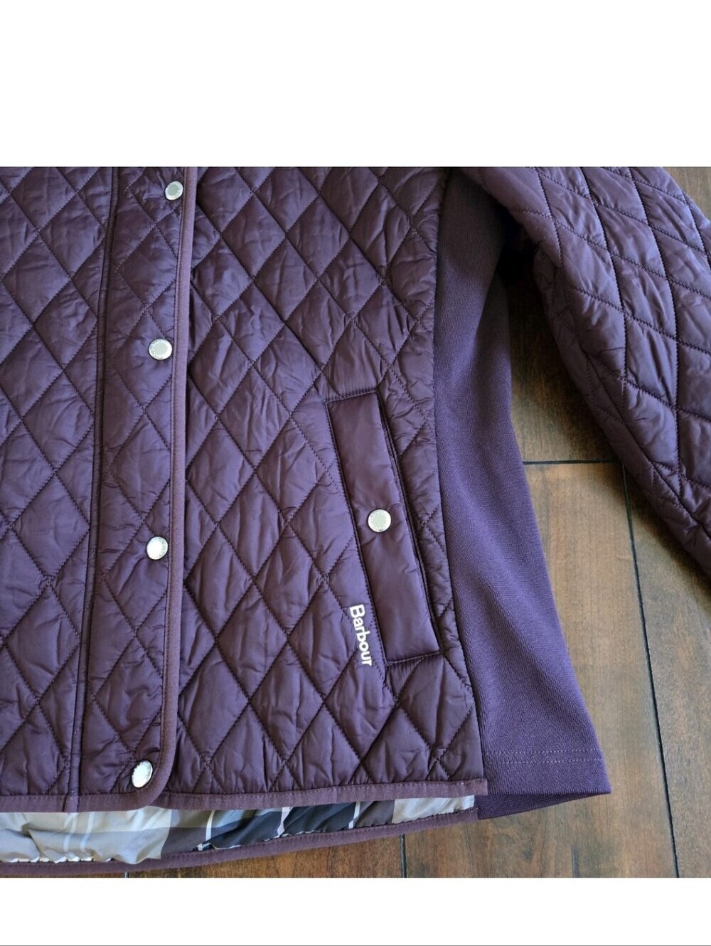 Barbour Yarrow Quilted Puffer Zip-Up Lightweight Black Cherry Jacket US Size 12 - Picture 5 of 16